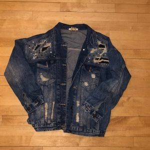 Distressed Embellished Denim Jacket